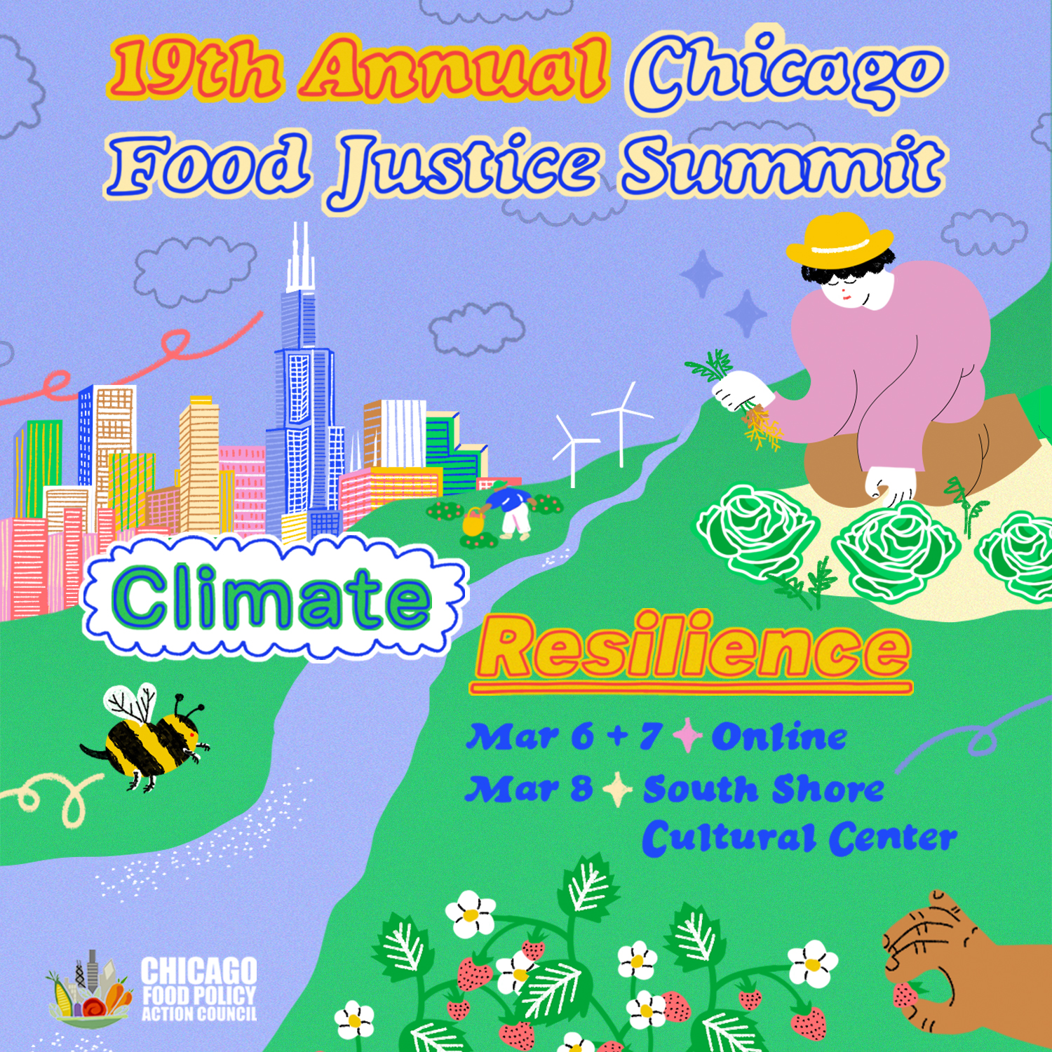An image containing the information about vendor opportunities for the 19th Annual Chicago Food Justice Summit, March 6-8, both virtually and in-person. Share your products and services with more than 1,600 food service justice advocates. Click this link or visit… to learn more