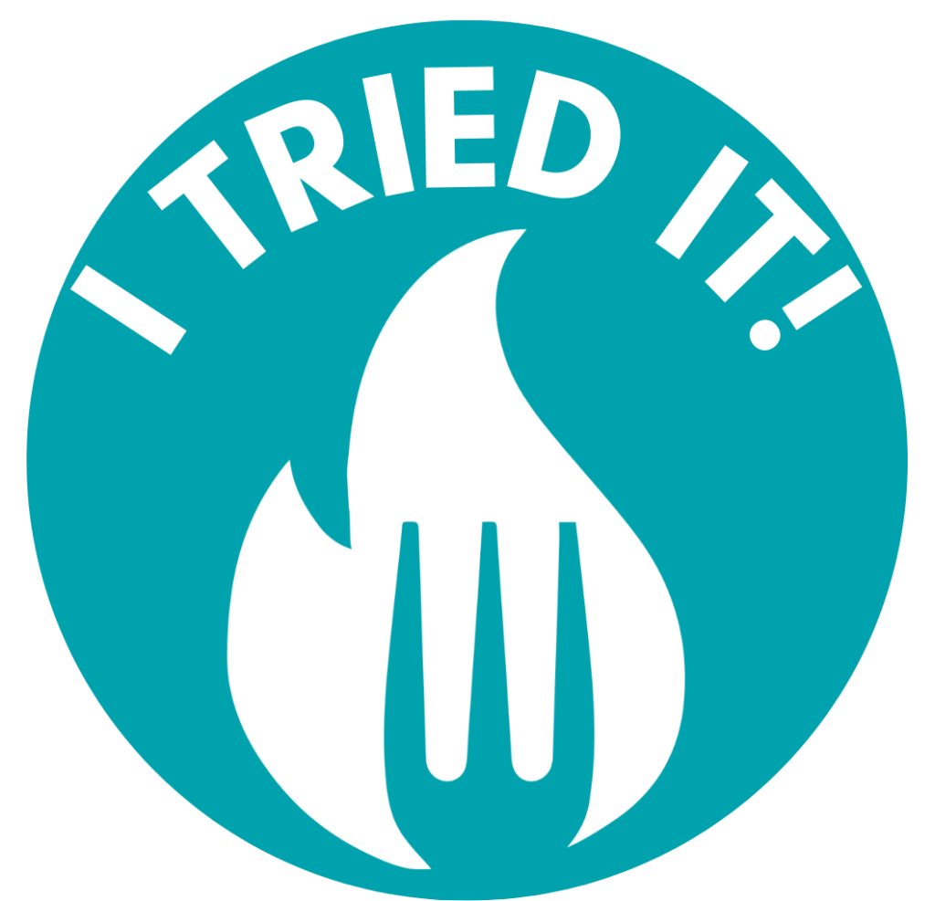 Teal circle graphic including the Pilot Light "flork" logo and the words "I Tried It!" in white across the top of the circle. Meant to be added to social media videos for people participating in the Try It Challenge. 
